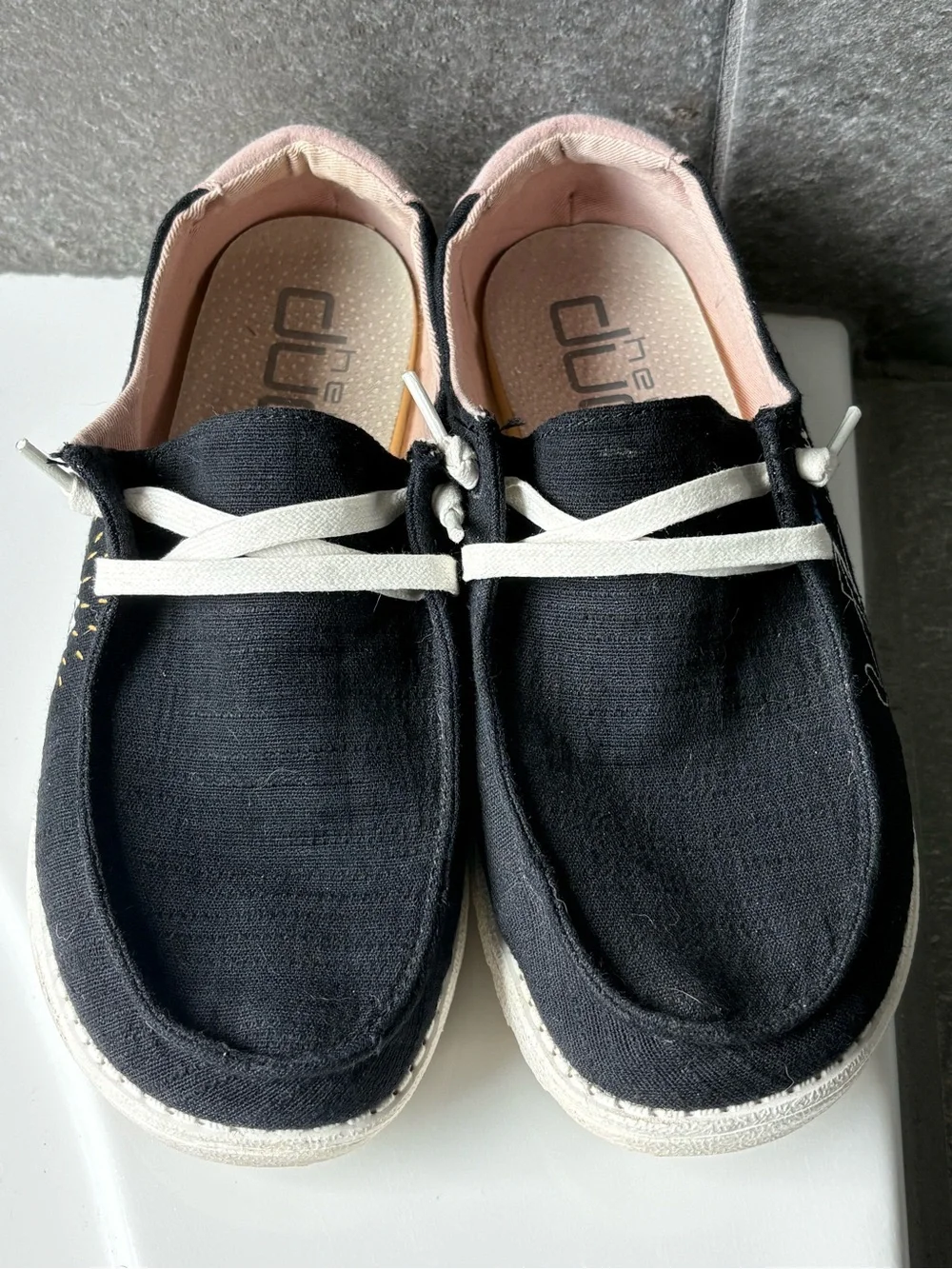 Hey Dude Black Canvas Women's Sneakers with Pink Lining